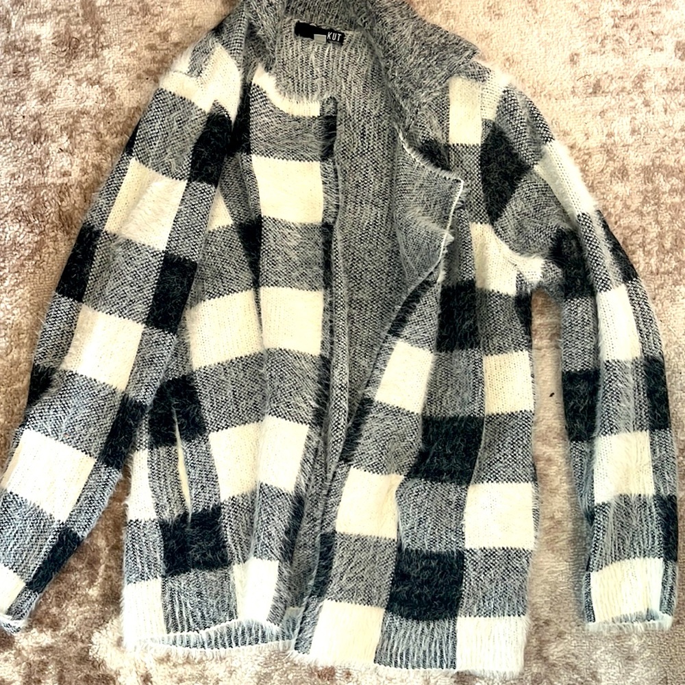 Kut, long cozy sweater, black and white, medium